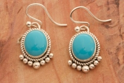 Artie Yellowhorse High Grade Sleeping Beauty Turquoise Earrings